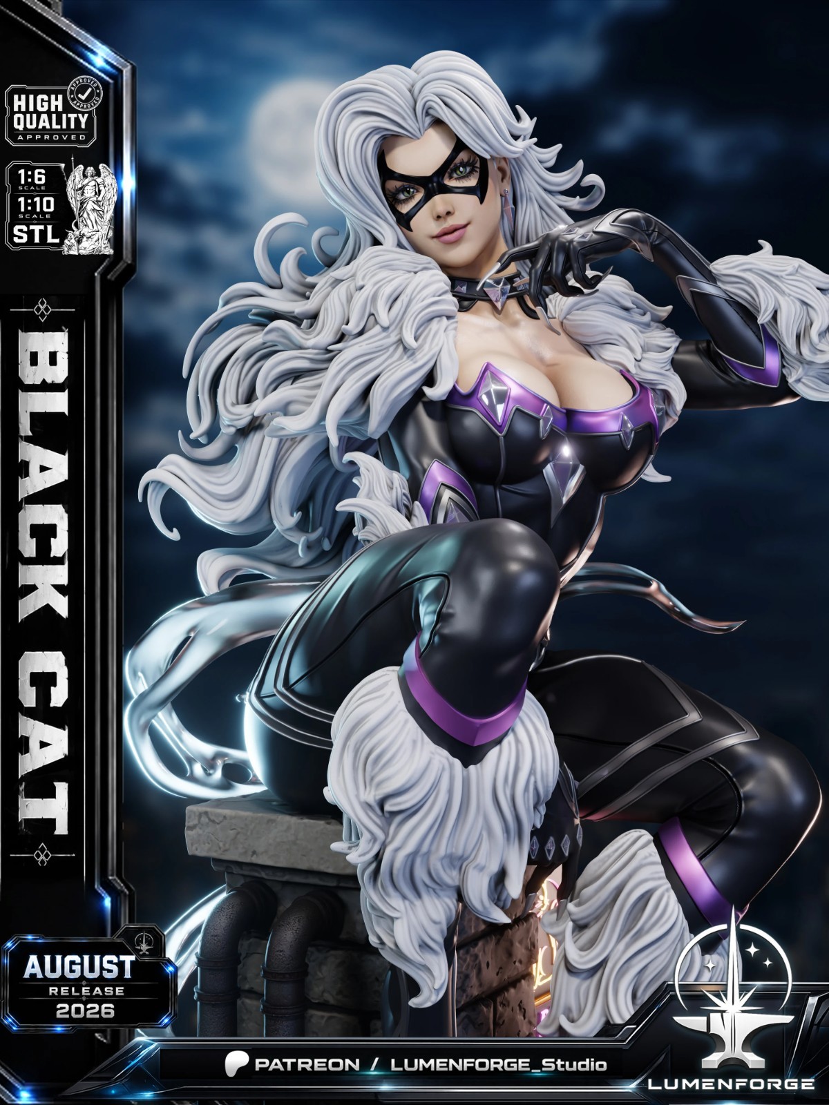 1:6 Black Cat Marvel Fan Art UNPAINTED High Quality Garage Kit