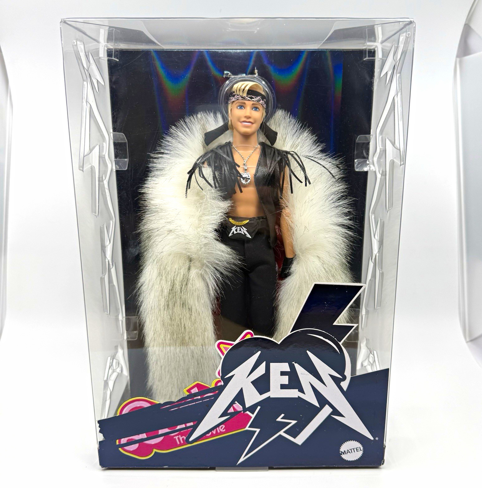 NIB Mattel Barbie Movie Ken Figure 2023 Faux Fur Coat Doll Stand Included in Box