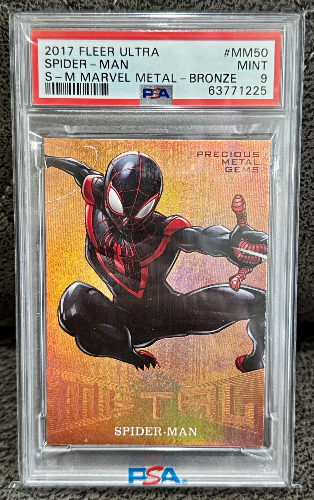 Fleer 2017 Ultra Spider-Man Precious Metal Gems Bronze #MM50 PSA 9 160/199 💎