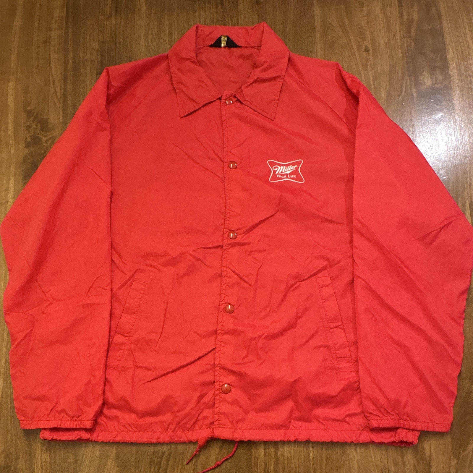 VTG Sir Jack Miller High Life Red Snap-Front Jacket w/ Drawstring Hem Breweriana