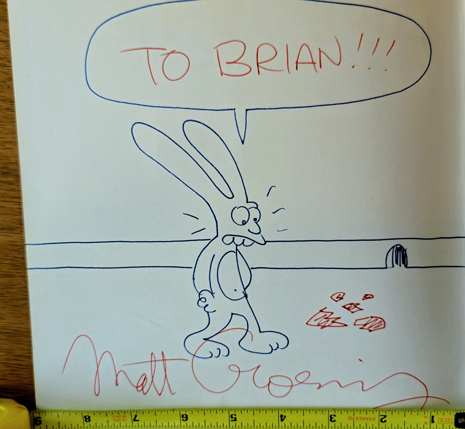 Matt Groening Simpson Creator, Love Is Hell, Original Sketch, BAS  Pre-Certified