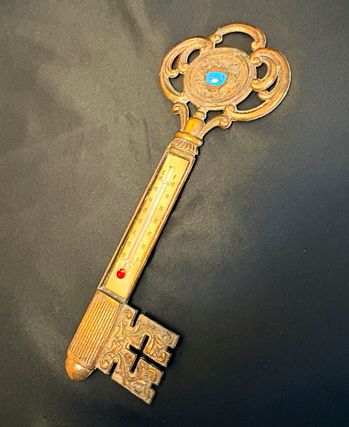 Vintage Key-Shaped Souvenir Thermometer Insert \