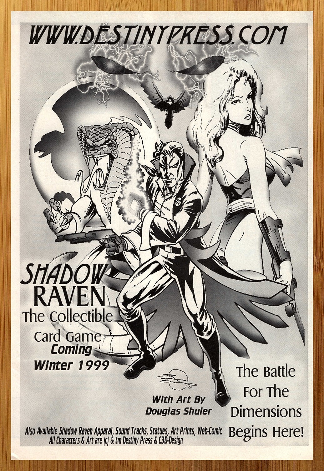 1999 Shadow Raven Card Game Vintage Print Ad/Poster Retro Fantasy CCG TCG Art