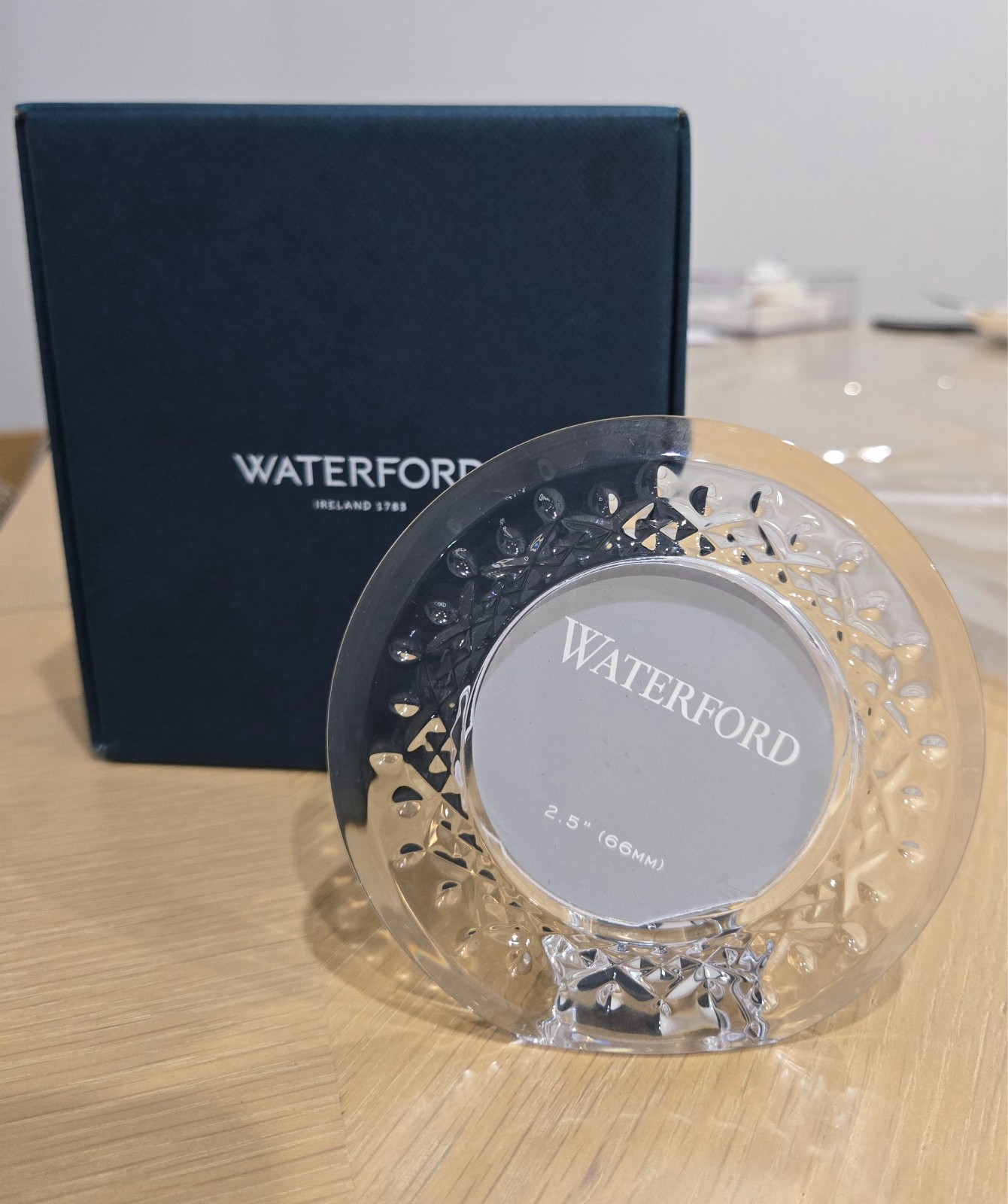 waterford lismore purple round mini frame 4.5 inches crystal