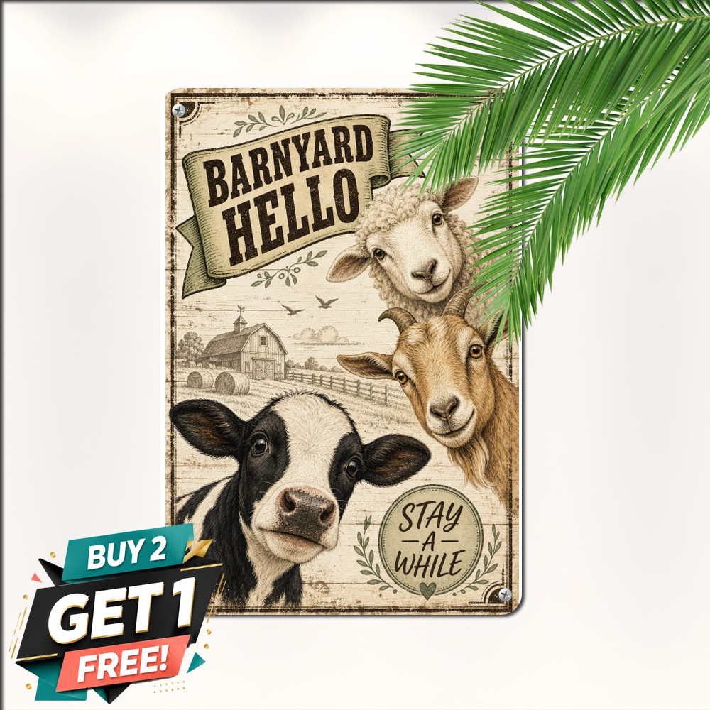Hay Girl Cow Face Close Up Farmhouse Wall Art Plaque Retro Metal Tin Sign 8x12
