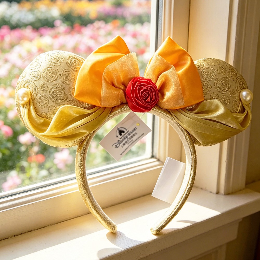 Disney- Parks Headband Belle Beauty and the Beast Mickey Minnie Mouse Ears NWT