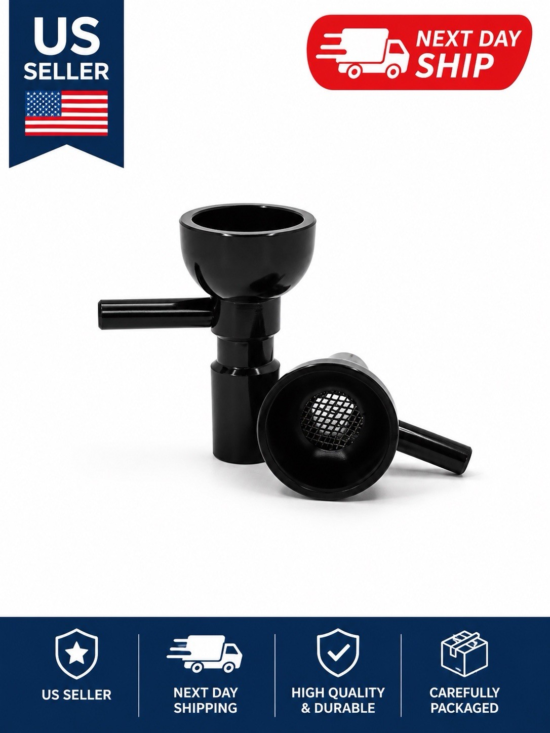 14mm BLACK Aluminum Bowl with Built-in Screen - Heavy Duty & Unbreakable