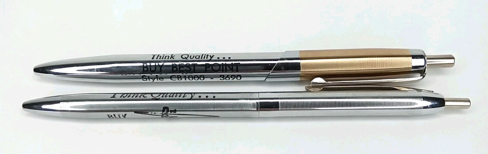 Vintage 1950s Best Point Advertising Ballpoint Ink Pen Gold & Silver Set Of 2