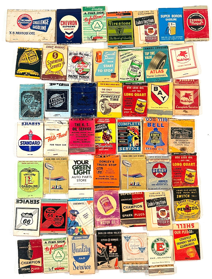 vtg Lot (x49) Advertising Matchbooks Gas Station Oil Car Automobile EMPTY