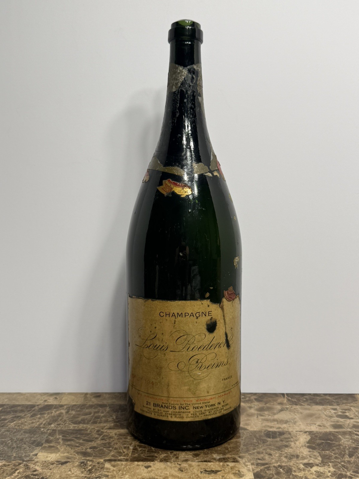 Vintage 1949 Louis Roederer Empty Champagne Display Bottle 3qt 8oz (3L) Jeroboam