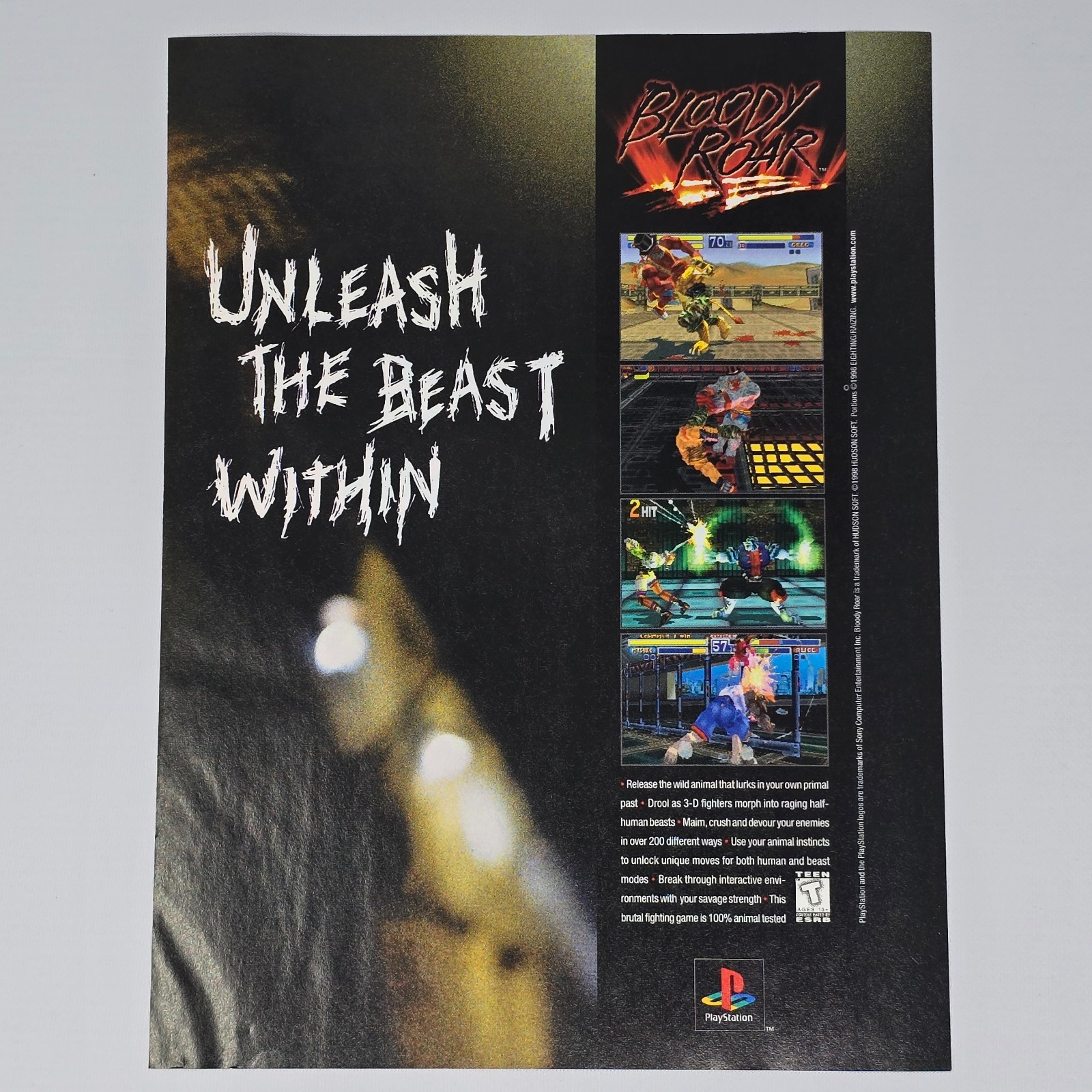 Bloody Roar PlayStation 1 PS1 Unleash The Beast Print Ad/Poster