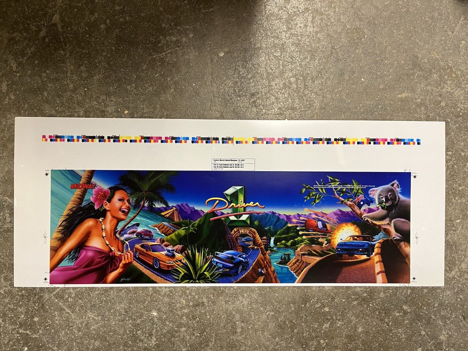 Cruis'n World Driver 1 Arcade NEW OLD STOCK Marquee/Translite, Midway 1996