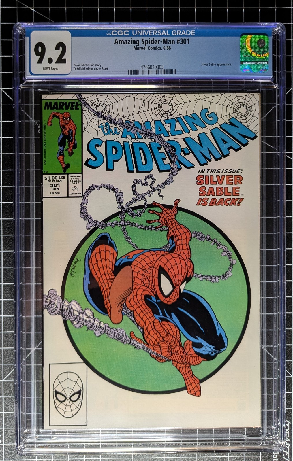 Amazing Spider-Man #301 CGC 9.2 White Pages Mcfarlane Marvel 1988