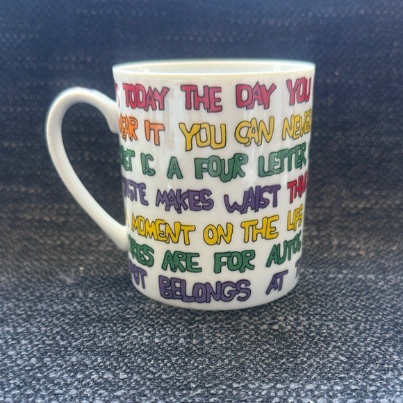 VTG FUN Novelty Colorful Text Mug 1981 made in San Francisco