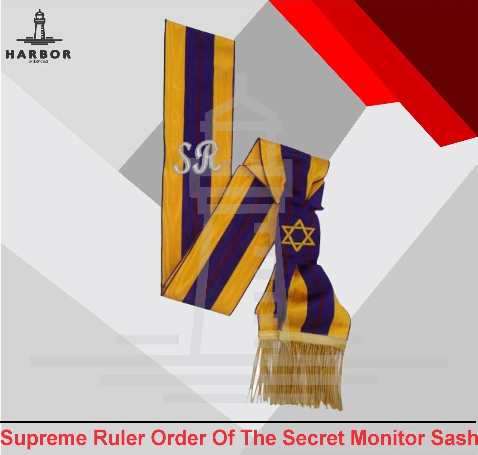 Supreme Ruler Sash – Order of the Secret Monitor | Tricolor Masonic Regalia Sash