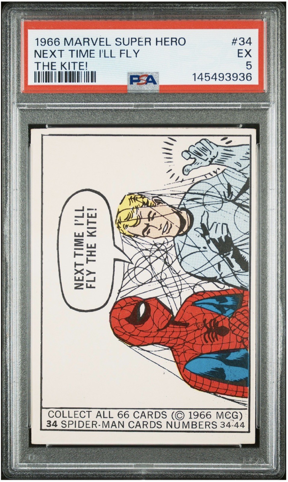 1966 Marvel Donruss Super Heroes #34 NEXT TIME I'LL FLY THE KITE PSA 5 Hot📈