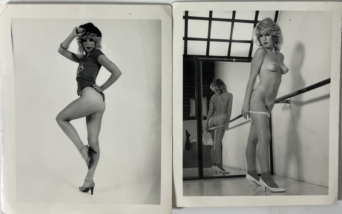 2 Vintage Original B&W Glamour Model Photographs 1980s Large Format