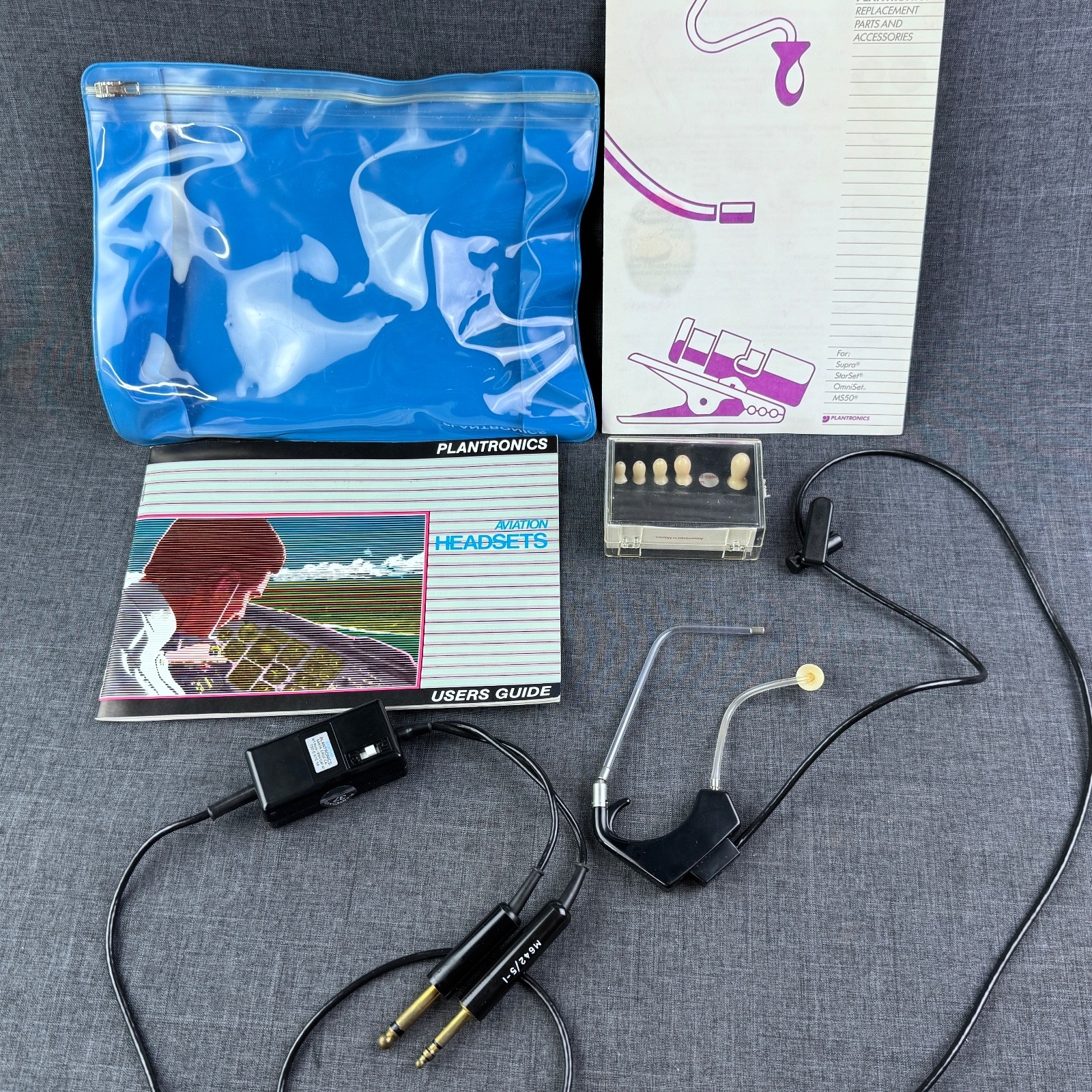 Vintage Aviation Headset Plantronics StarSet with Manual *READ