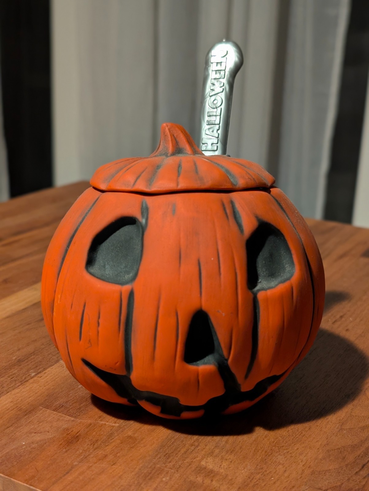 Mondo Halloween 1978 The Shape Tiki Mug flat orange signed by John Carpenter