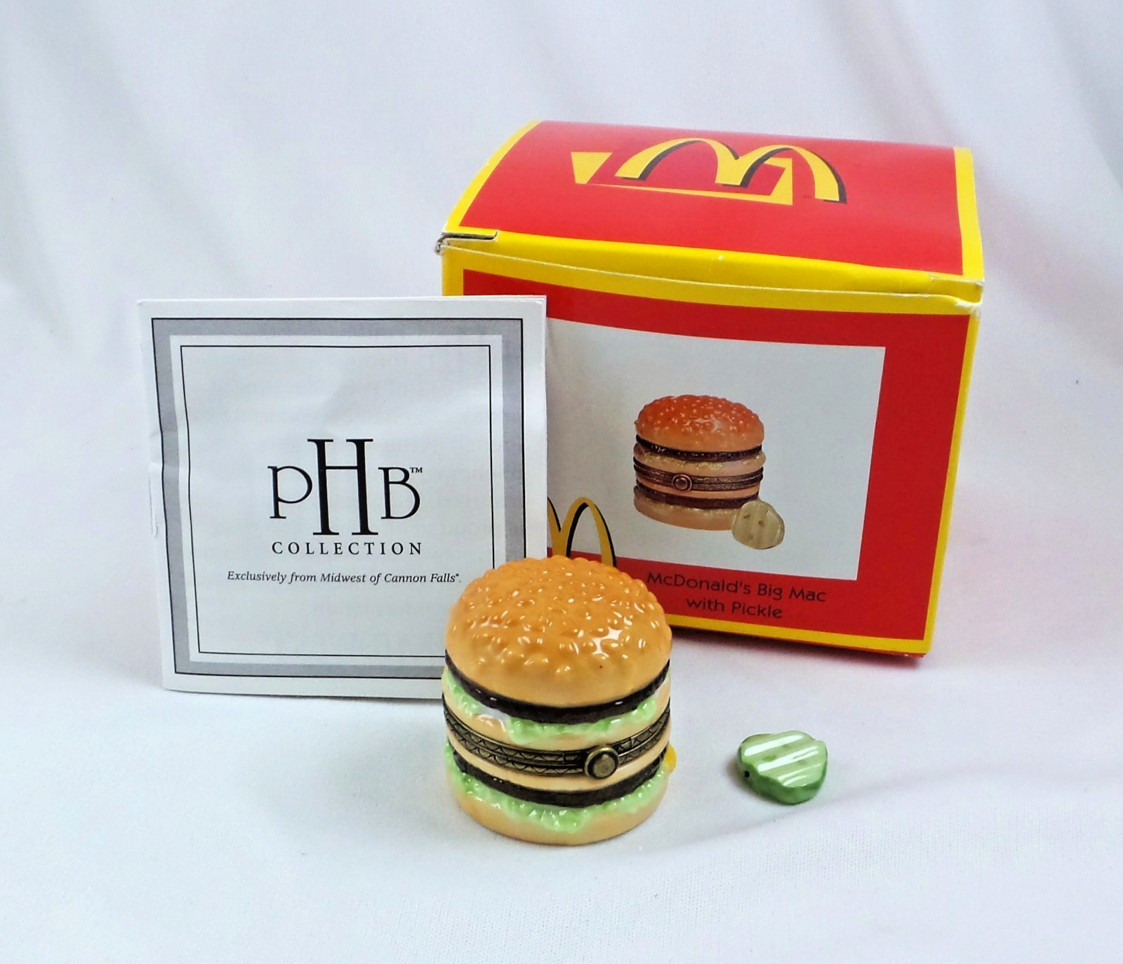 PHB Midwest of Cannon Falls McDonald’s Big Mac Trinket Box w/ Pickle, Box, Cert