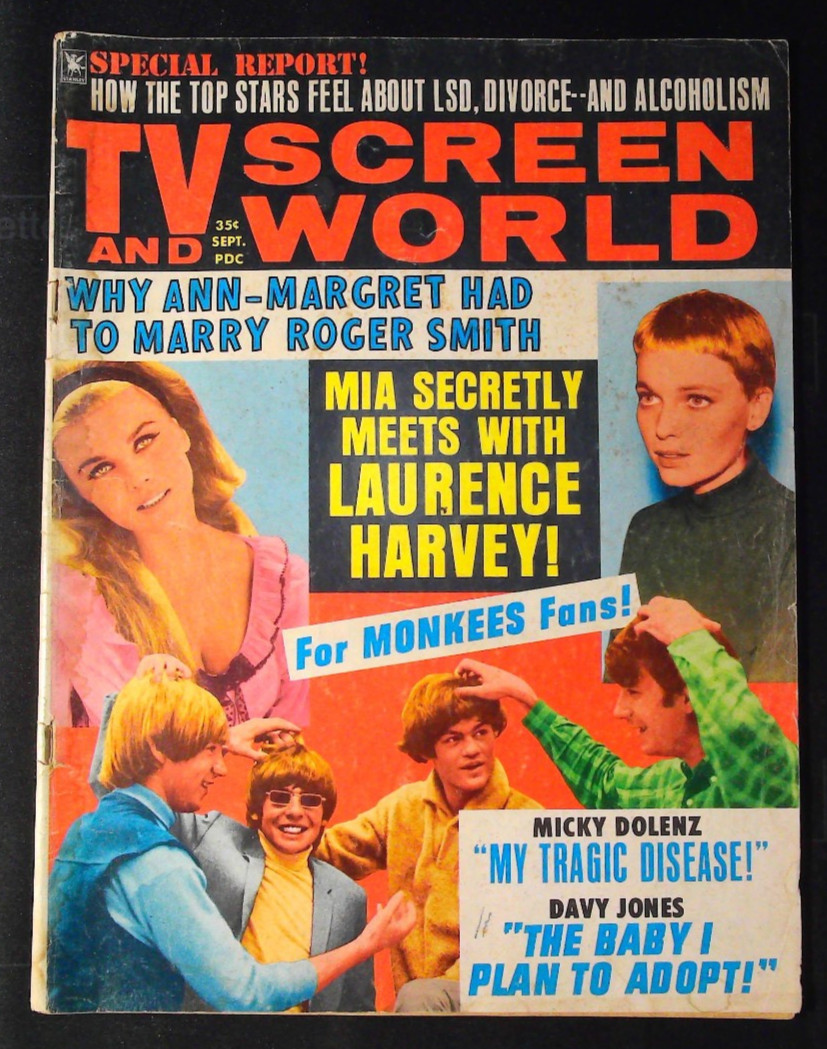 TV & Screen World Sep 1967-LSD-divorce-alcoholism-Mia Farrow-Monkees-Ann Margret