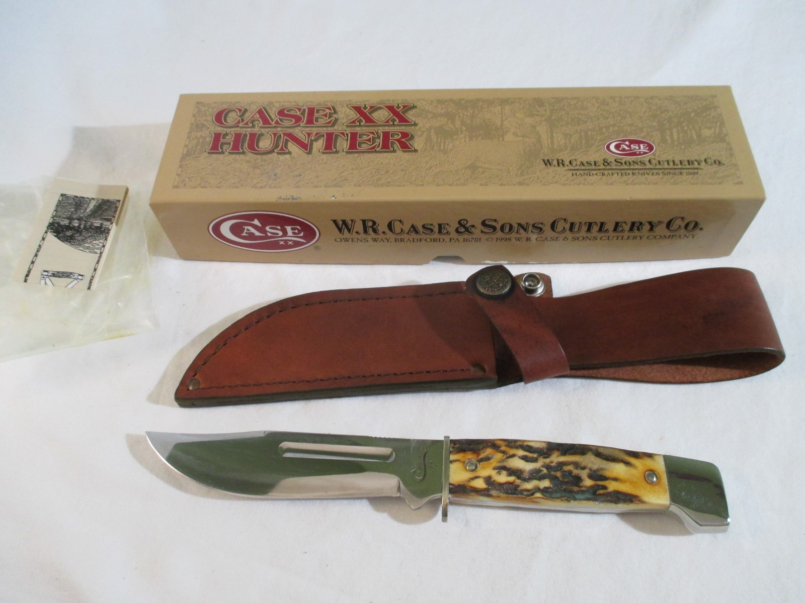 Case XX 1998 Large Stag Fixed Blade Side Hunter 547-5 SS with Sheath, Item 00369