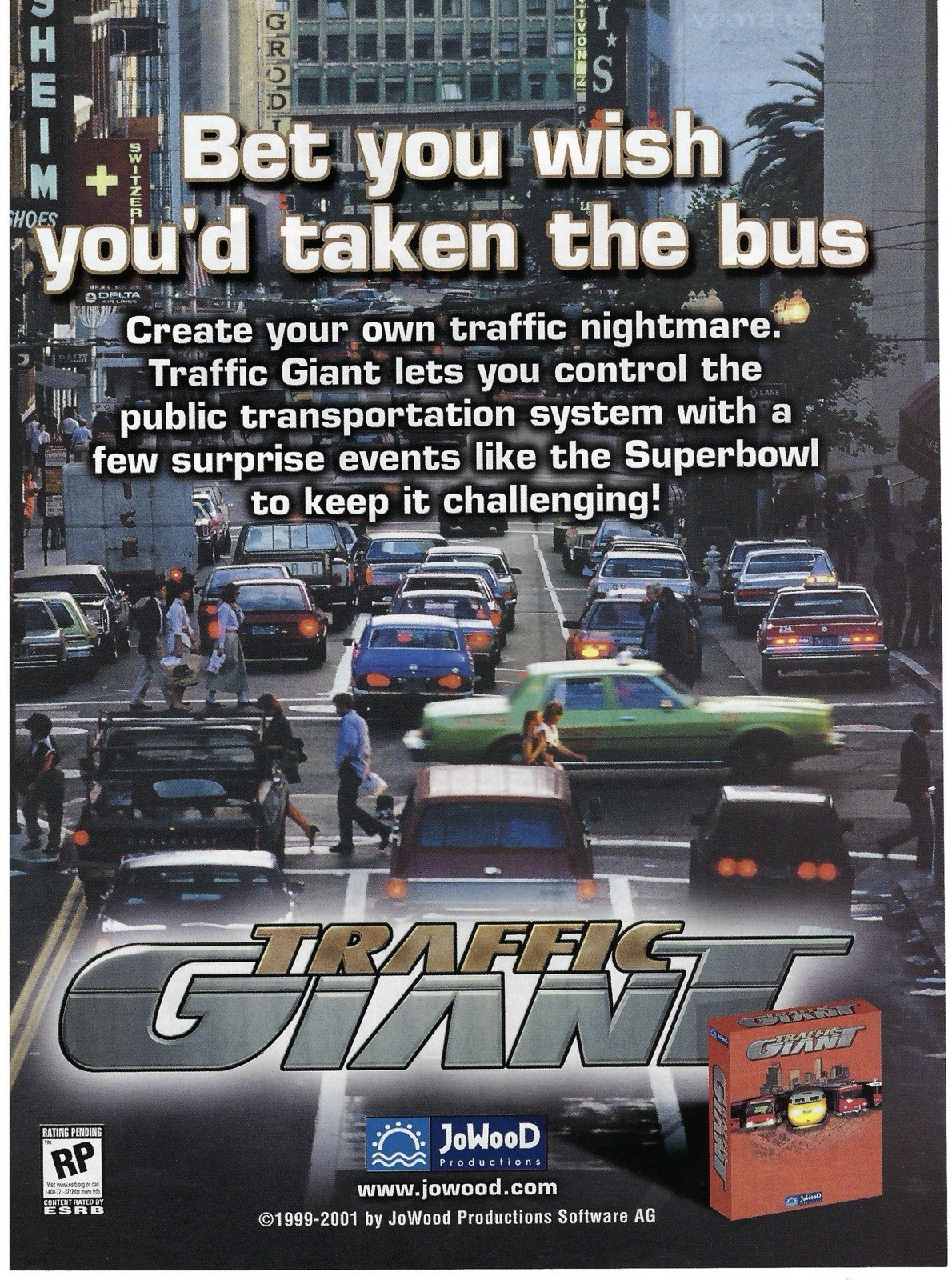 2001 Traffic Giant Video Game Wish you’d Taken the Bus Vintage Print Ad/Poster