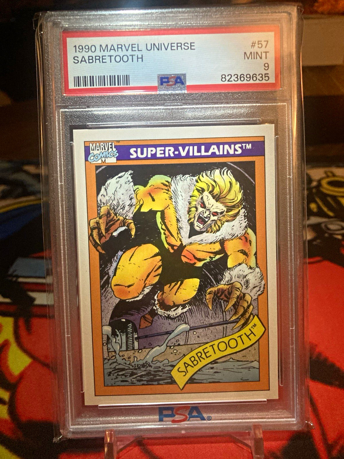 1990 Impel Marvel Universe- Sabretooth #57 Super-Villains- PSA 9