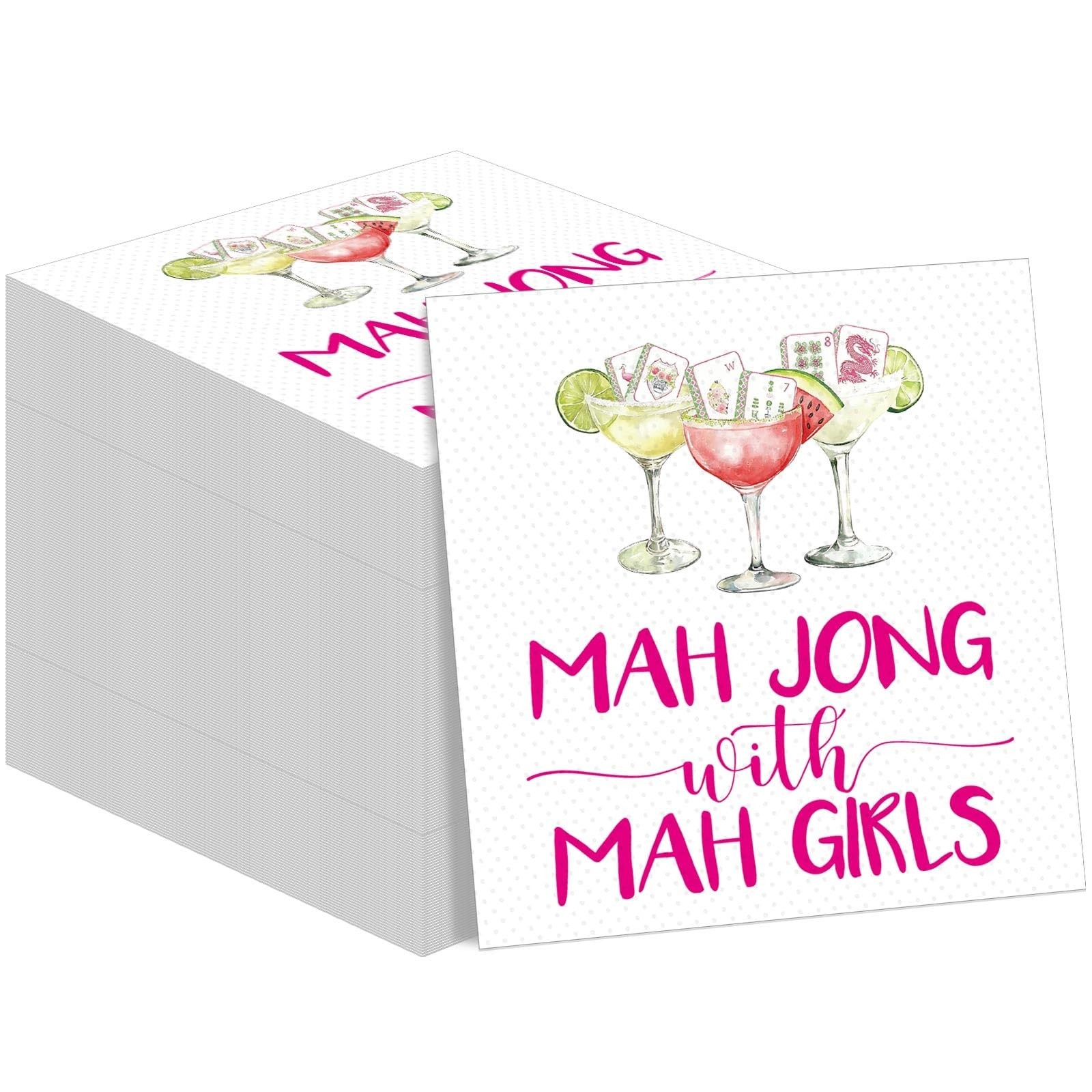 Gueevin 30 Pcs Mahjong Napkins Cocktail Paper 6.5 x 6.5 Inches Mahjong Party ...
