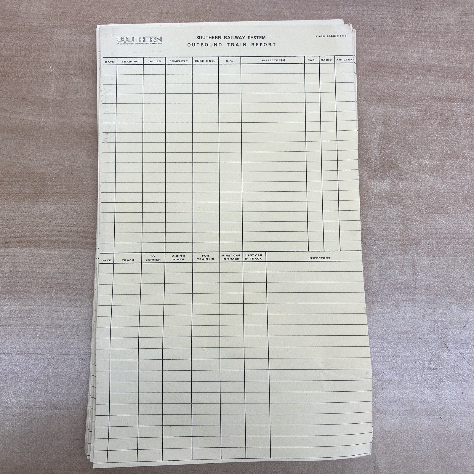 Southern Railway SOU RR  - Outbound Trains Report , 25 sheets