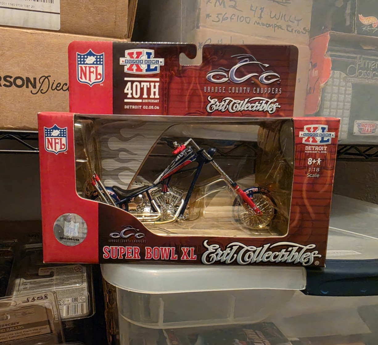 Orange County Choppers ERTL 1:18 Diecast Motorcycle Super Bowl XL 40th