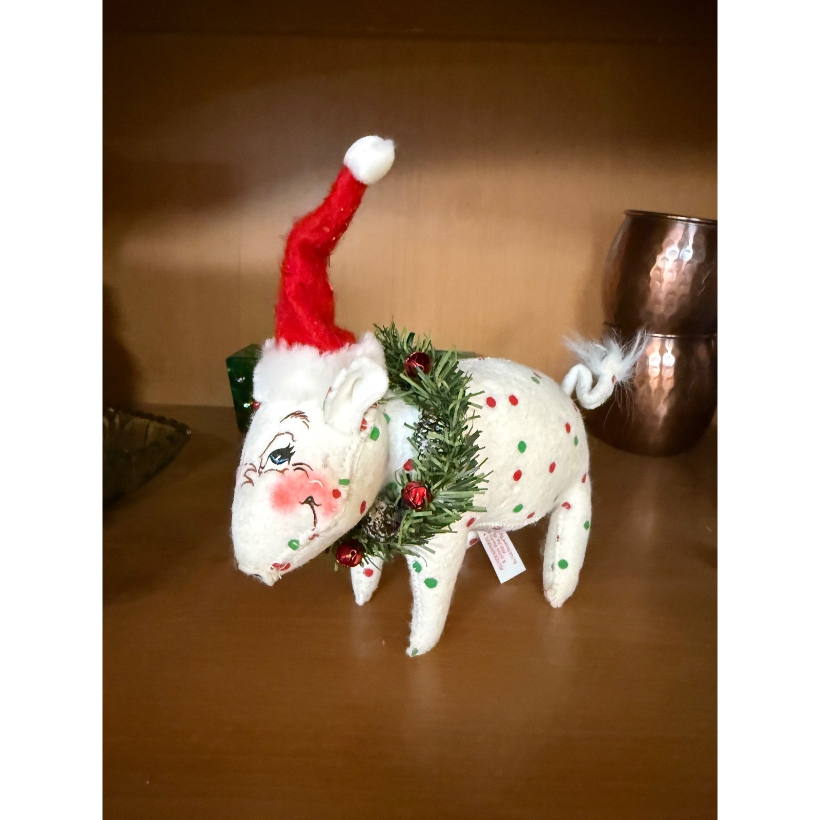 Annalee 2006 Christmas Pig w/ Santa Hat 8