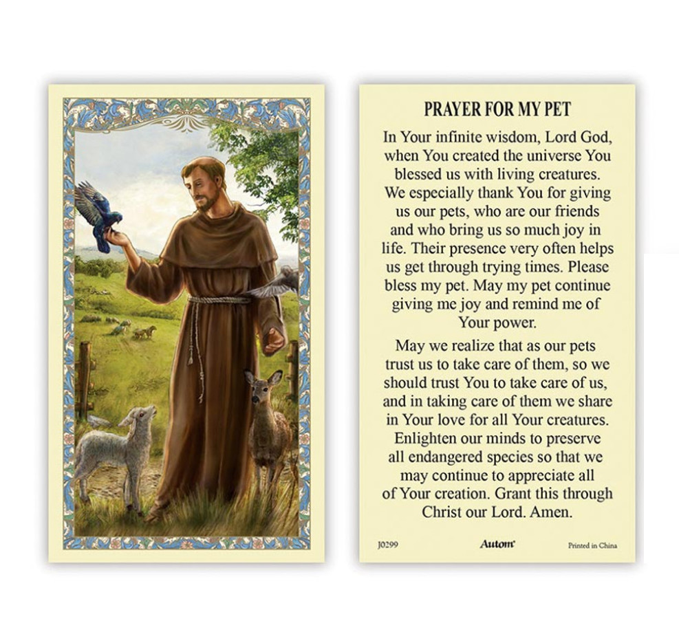 (2 copies) Pet Blessing Prayer for My Pet Holy Prayer Card St. Francis Image