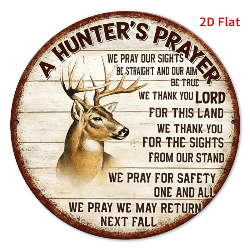 Hunter'S Prayer Deer Hunting with Prayer Tin Metal Signs Home Décor 8x8 