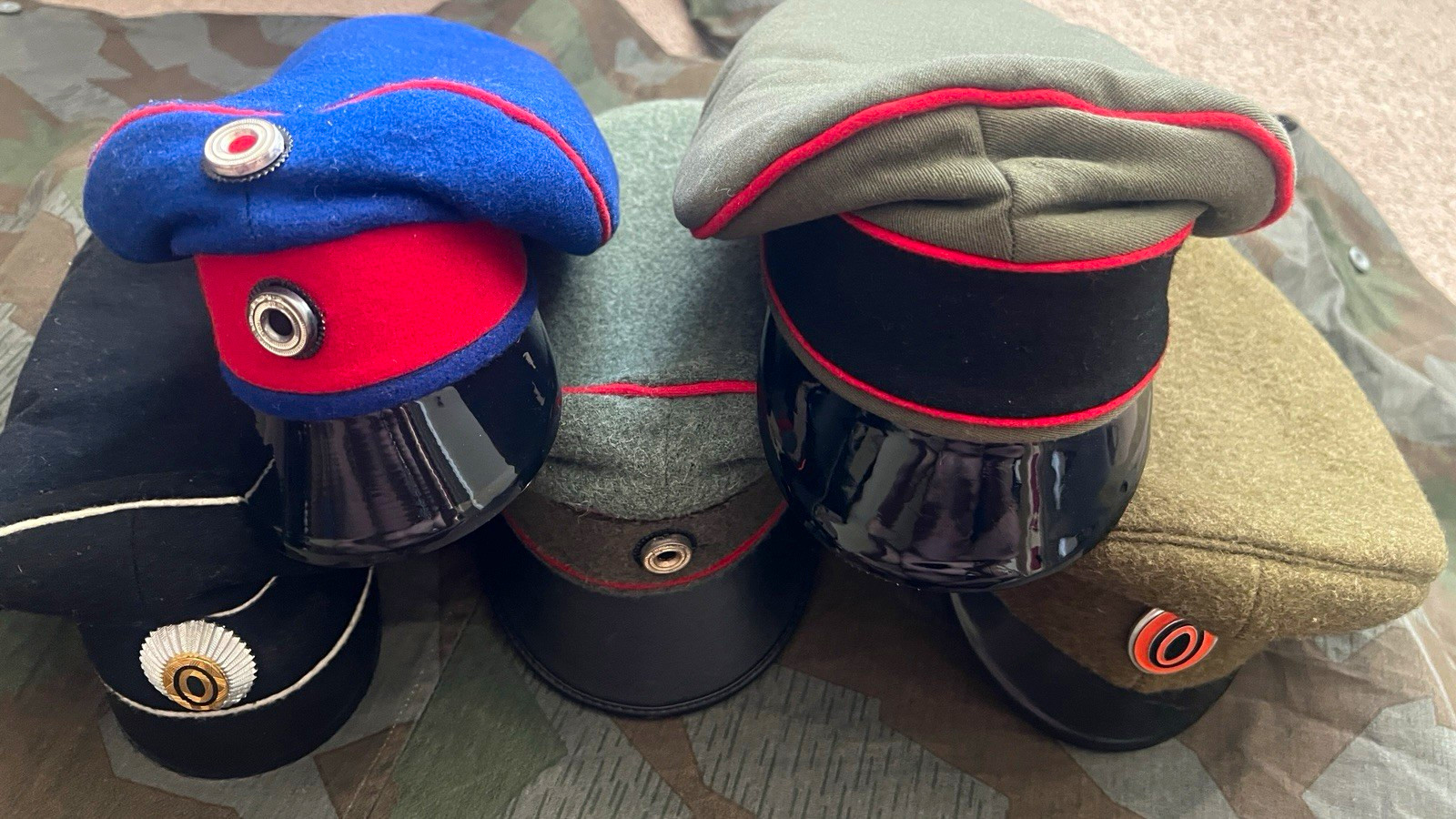 WWI German & Russian Peaked Visor Caps/Hats Lot - Medium Size (57/58)