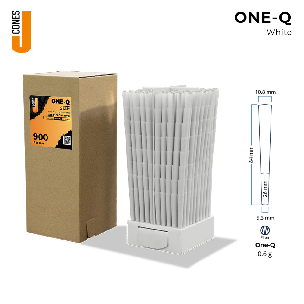 JCones ONE-Q Size (1-1/4) 84/26 White Pre-Rolled Cones BULK WHOLESALE CASE 5,400