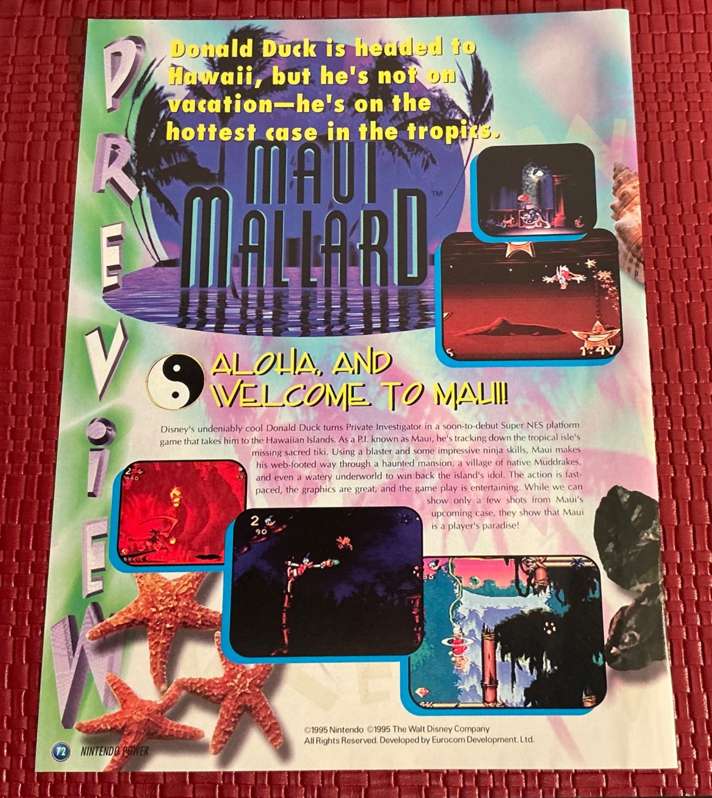 Maui Mallard Preview Nintendo Print Ad Poster Art 8”x 10.5” Vintage Vtg Rare