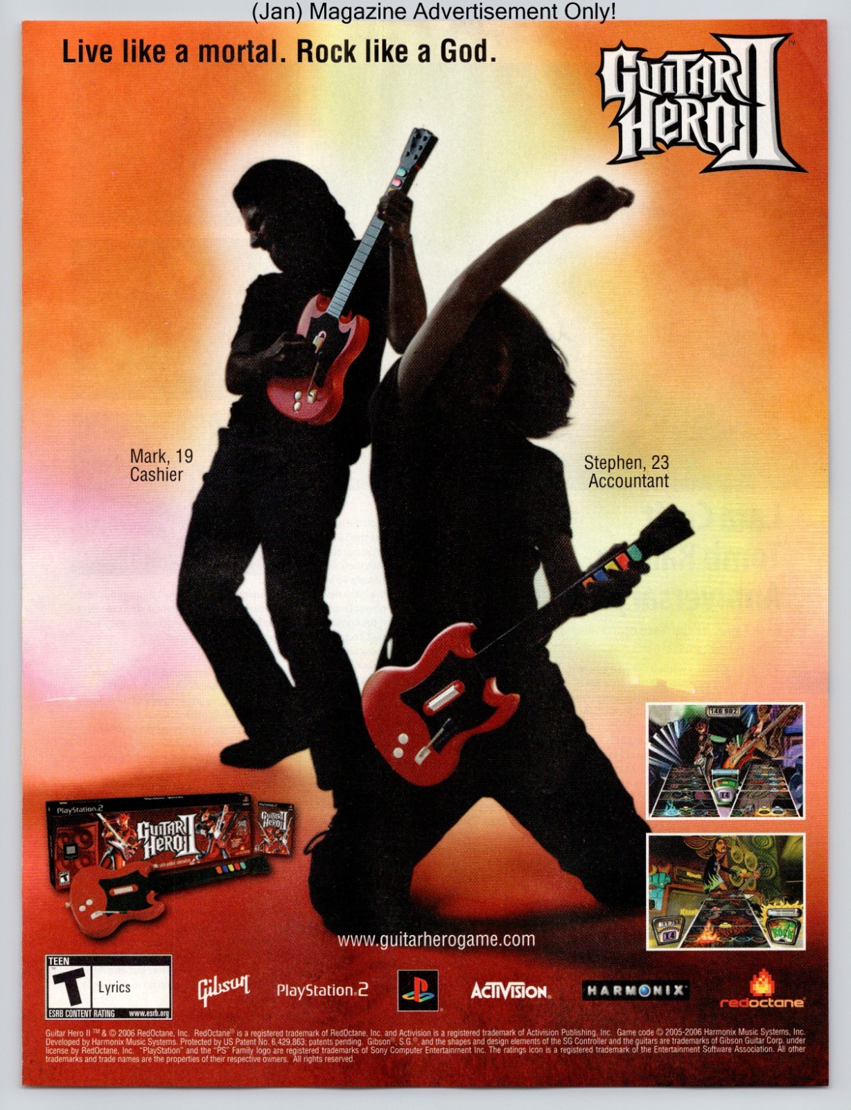 Guitar Hero II PlayStation 2 RedOctane Activision Rock Music 2007 Advertisement