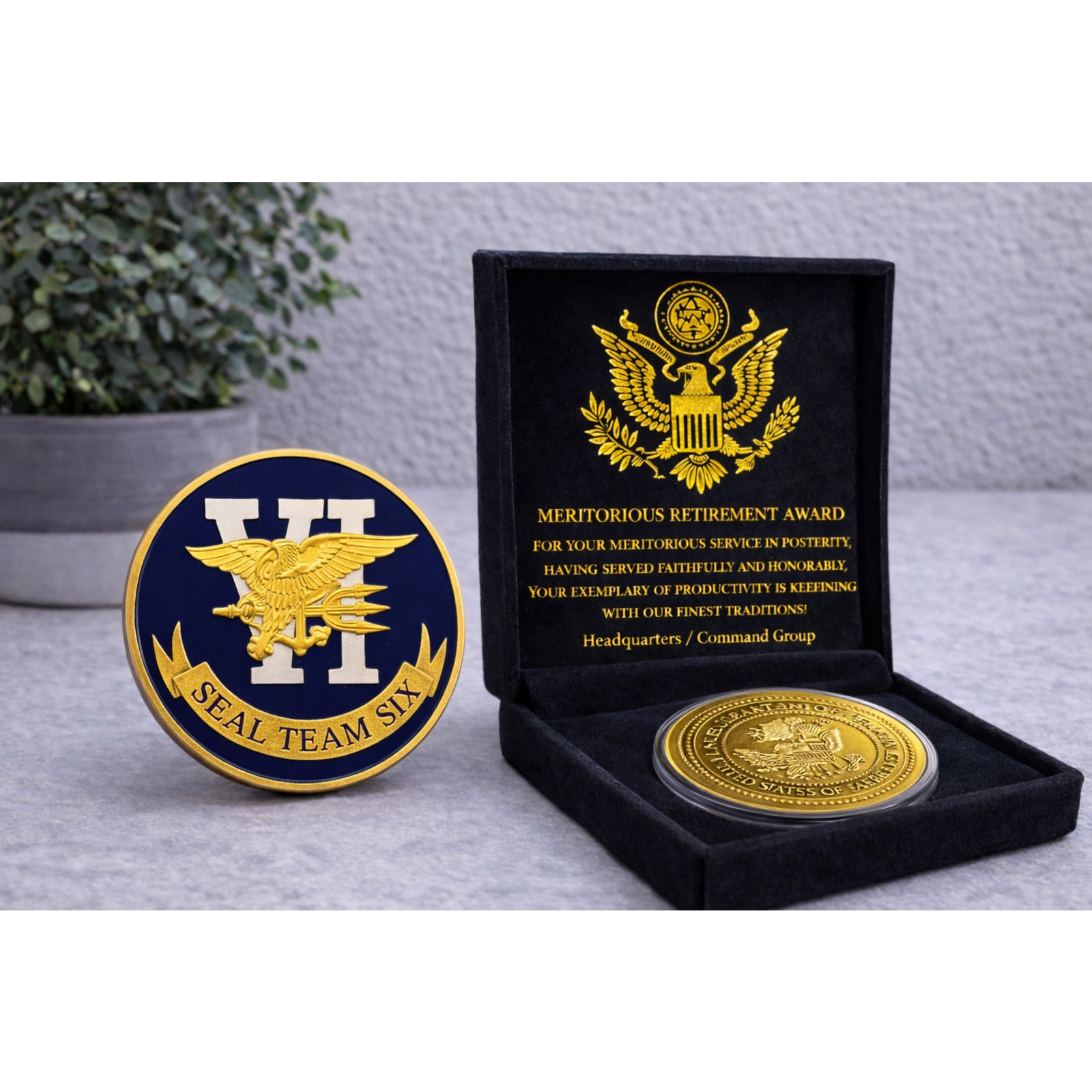 US NAVY SEAL TEAM SIX Challenge Coin ·FAST SHIPPING· ·NEW· w/ Retirement Award