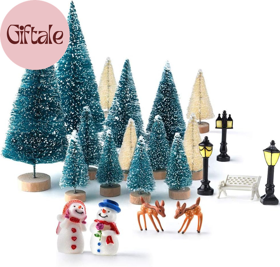 31Pcs Mini Christmas Trees Bottle Brush Trees