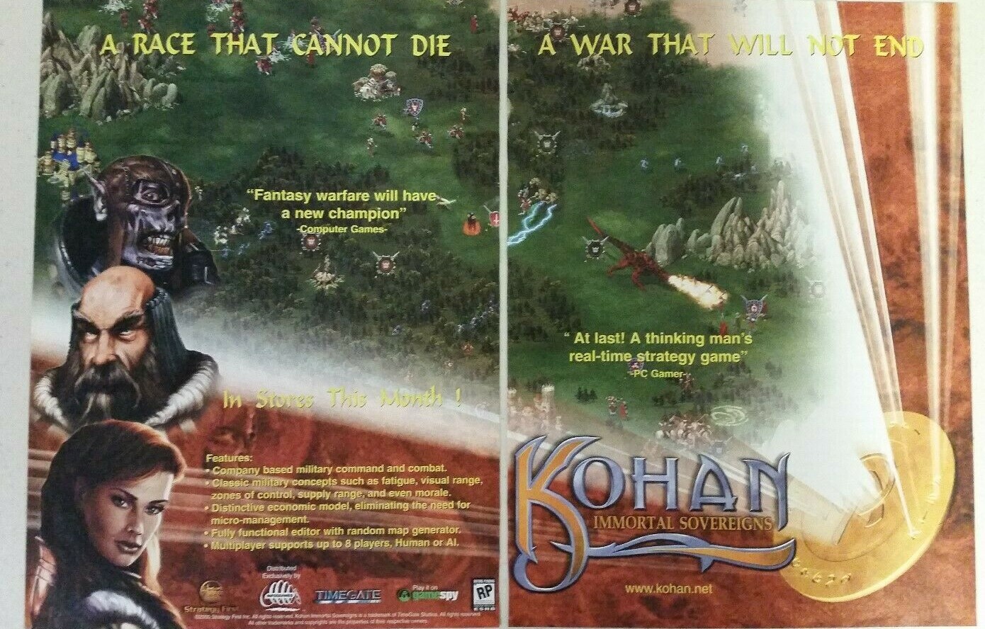 2000 KOHAN: Immortal Sovereigns ~ 2x Page Vintage Video Game PRINT AD oop