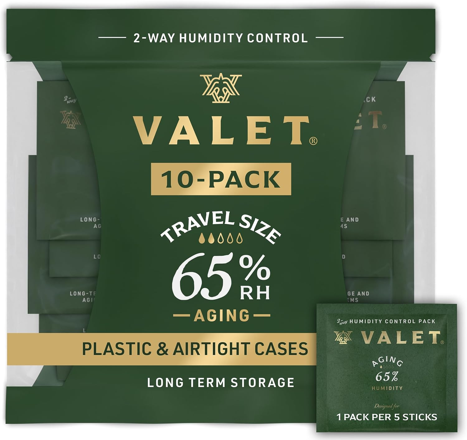 Valet 65% Two-Way Humidity Packs 10-Pack (8G) Travel and Portable Storage