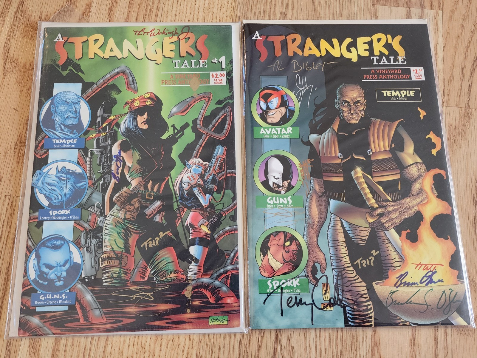 A Stranger's Tale #1 & #2 comic books with multiple signatures