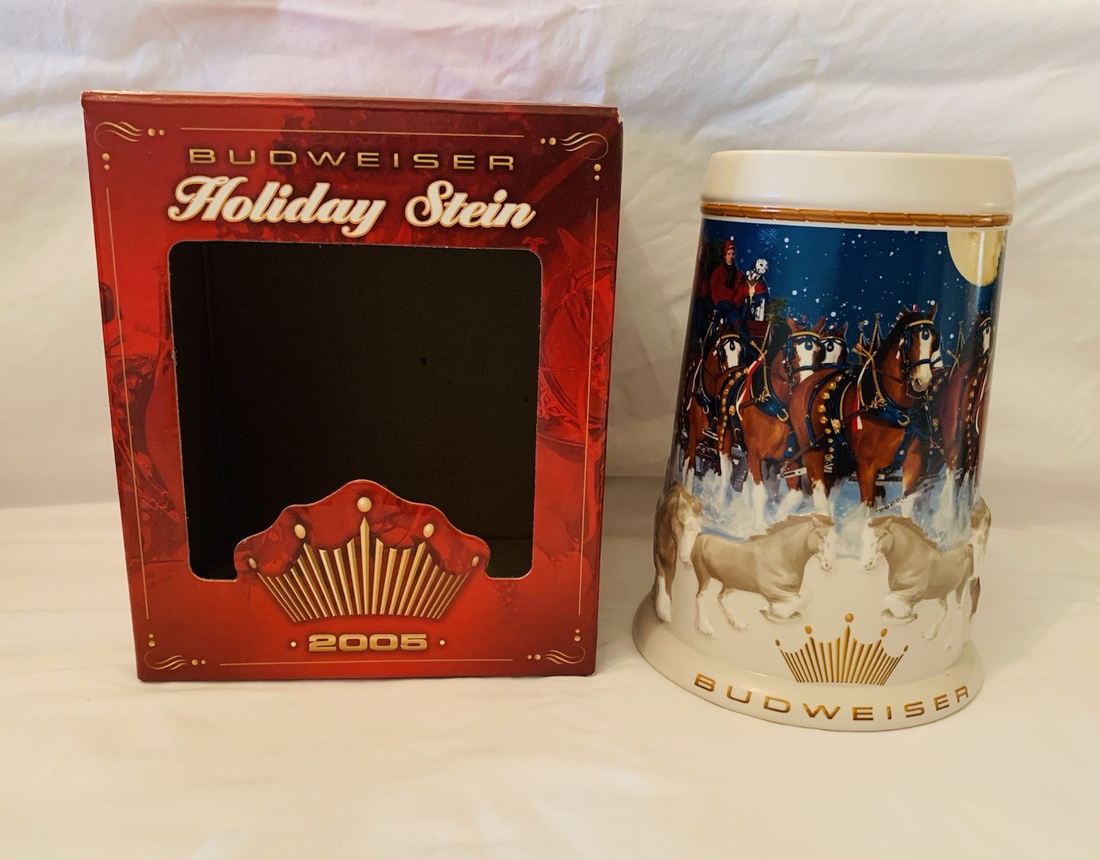 2005 Budweiser Holiday Stein Christmas Clydesdales with Box