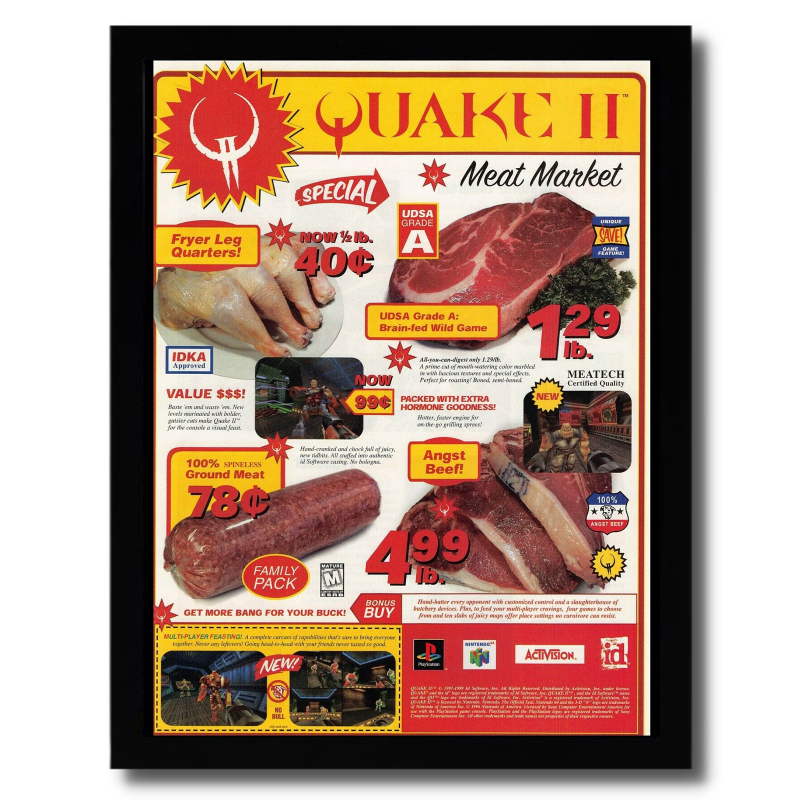 1999 Quake II 2 Framed Print Ad/Poster Original Official PS1 N64 PC Promo Art