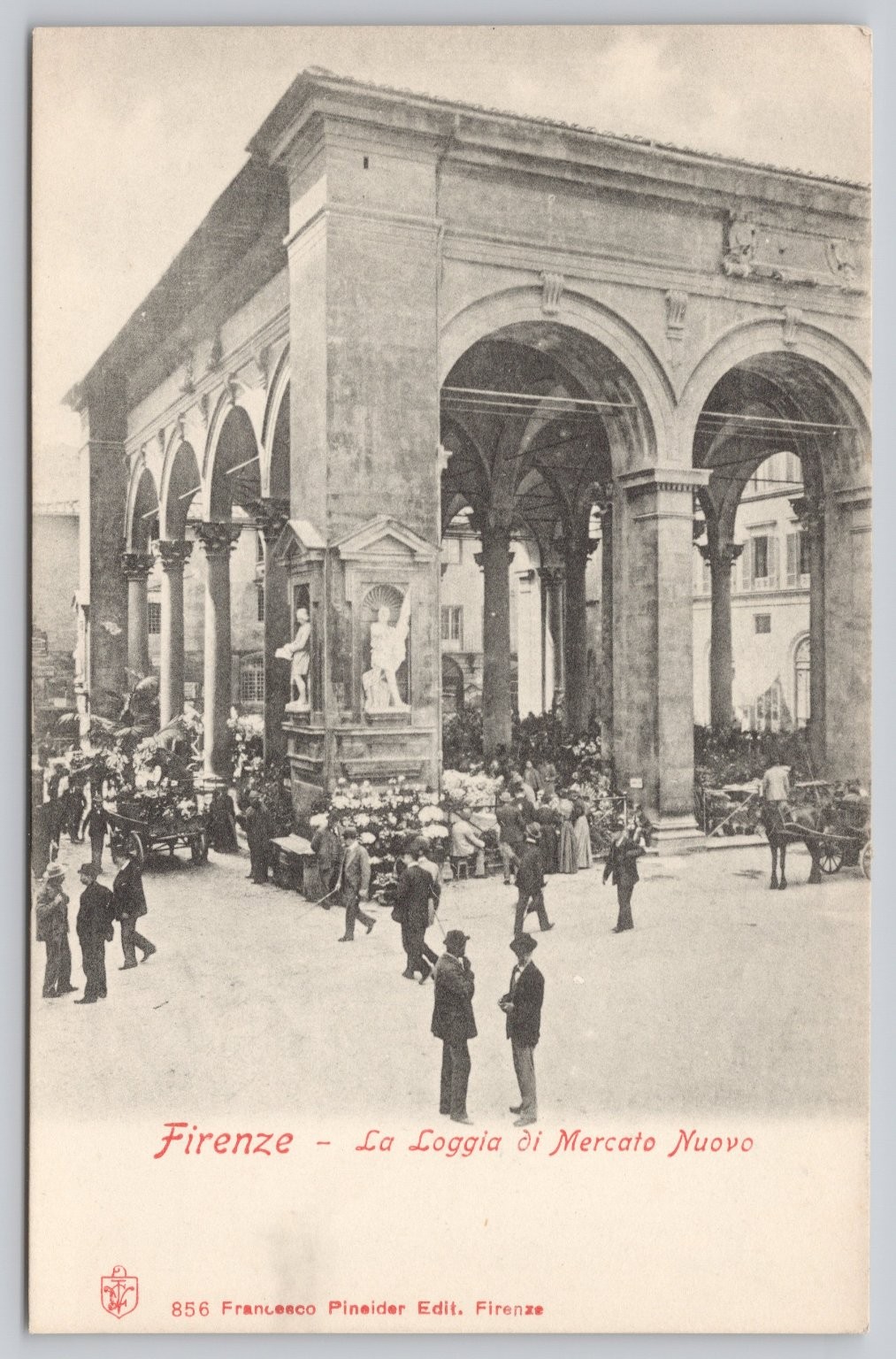 Florence Loggia di Mercato Nuovo Market Postcard c.1910 Pineider Italy
