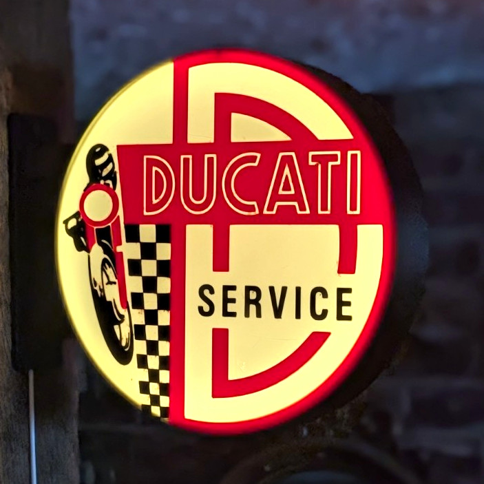 Ducati Service  Double Sided Motorcycle Wall Sign Light, Red/White 9\