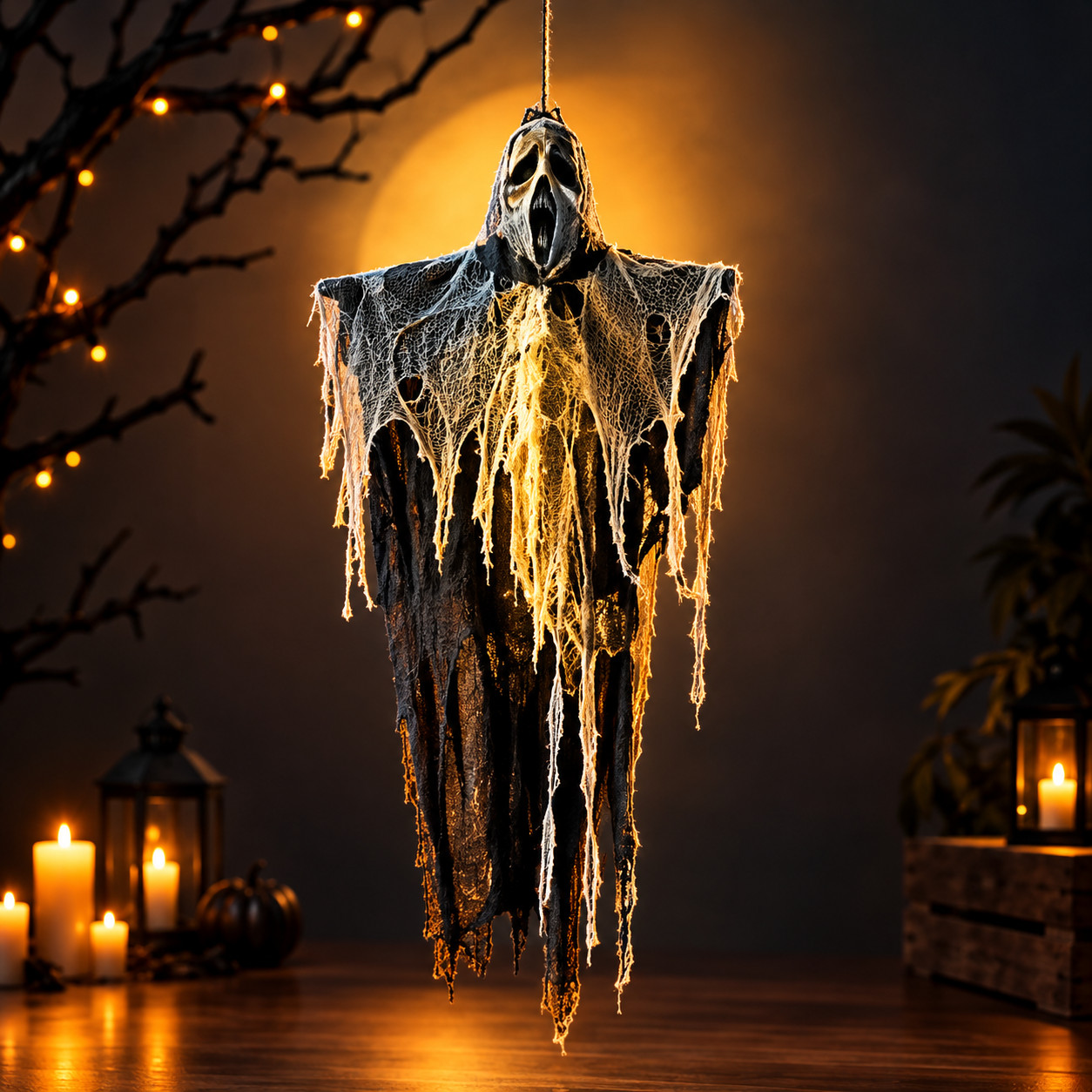 Halloween Decorations Outdoor Hanging Ghost Light, Skeleton Ghosts Remote Contro