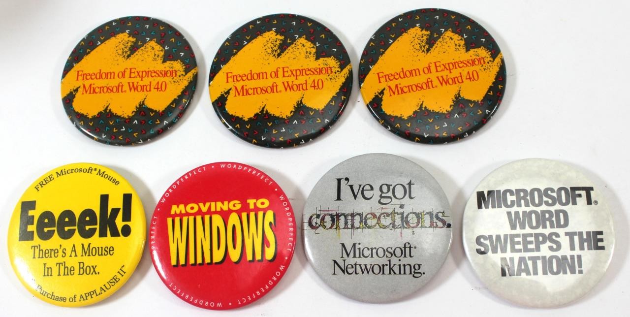 Vintage Microsoft Promotional Pinback Button Lot
