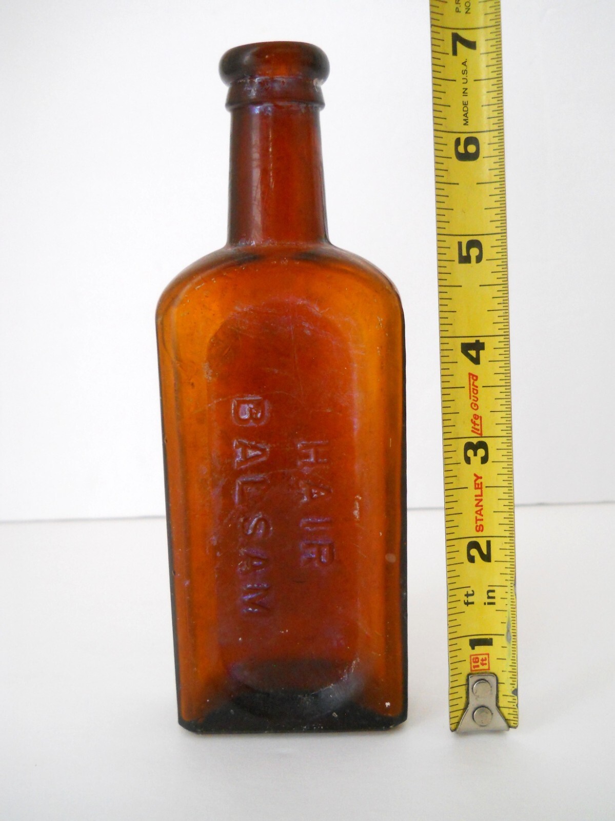 Antique Parker\'s Hair Balsam Amber Bottle New York  6.75\
